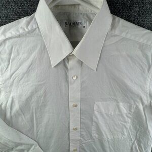Balmain Paris SSP Button Up Long Sleeve White Shirt Cotton Blend Size 40-78